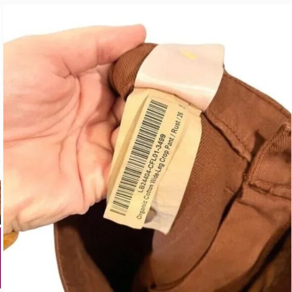NWT Quince Organic Stretch Cotton Twill Wide-Leg Crop Pant Rust Brown Size 26 - Picture 8 of 8